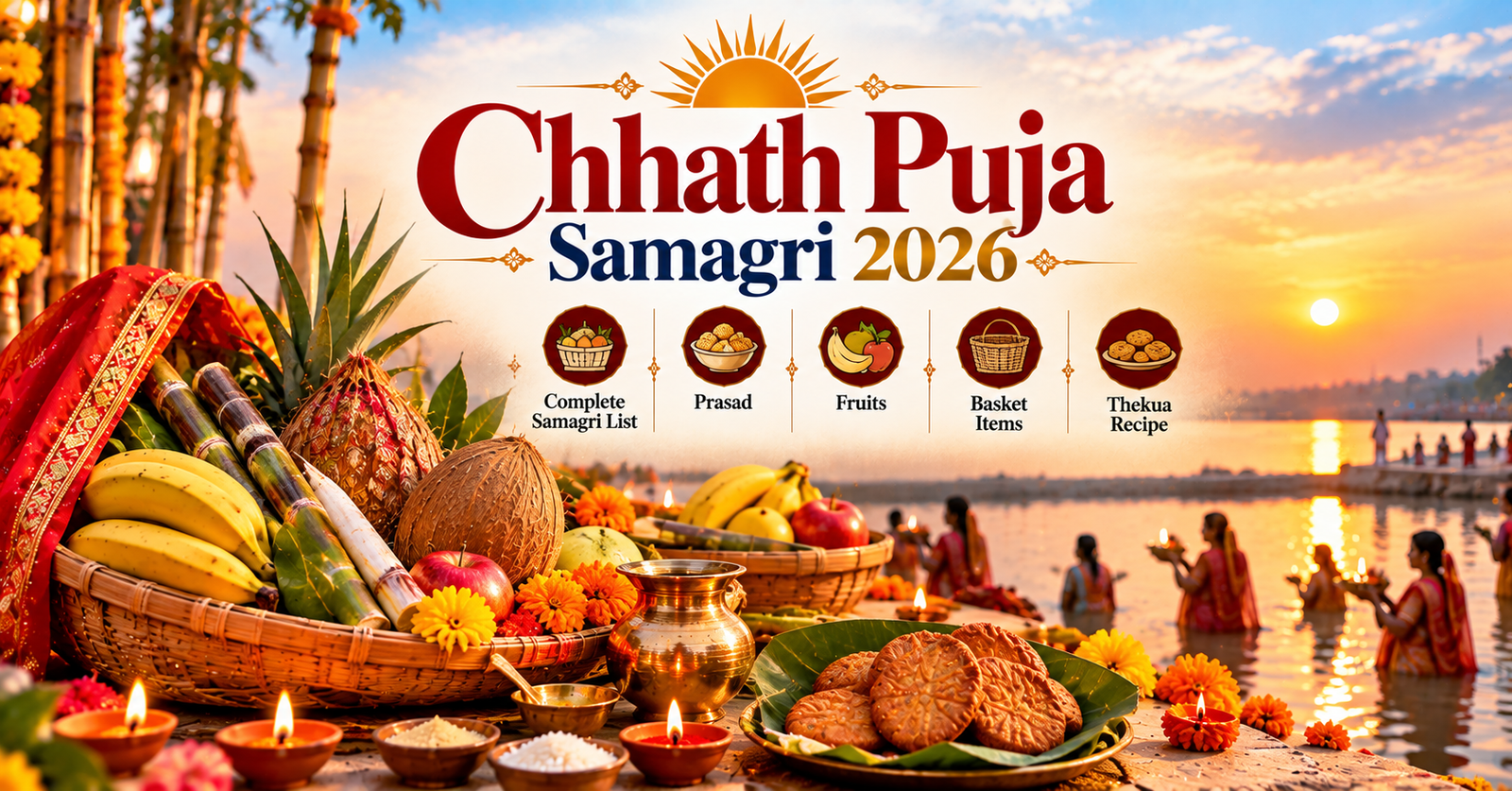 Chhath Puja Samagri 2026: Complete Samagri List, Prasad, Fruits, Basket Items & Thekua Recipe