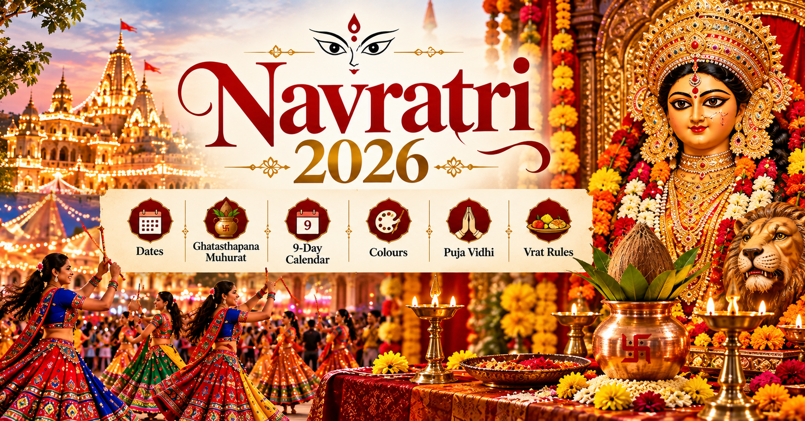 Navratri 2026: Dates, Ghatasthapana Muhurat, 9-Day Calendar, Colours, Puja Vidhi & Vrat Rules