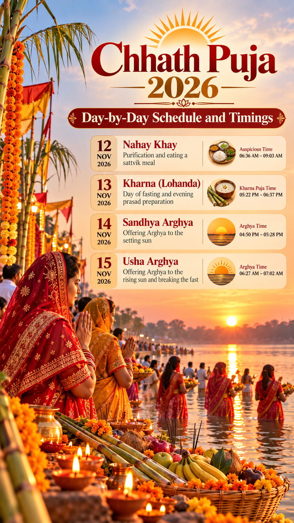 Chhath Puja 2026: Day-by-Day Schedule and Timings